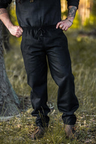 Woolen trousers, black, wool mix