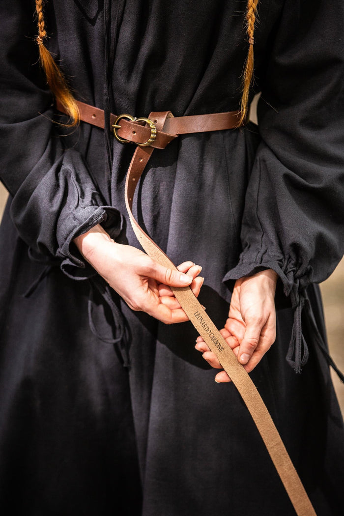 Skórzany pas, szerokość 2 cm, brązowy