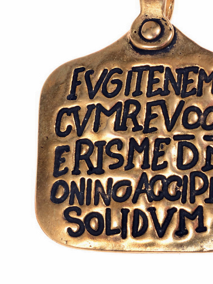 Roman slave pendant (Zoninus collar), 4th century, bronze