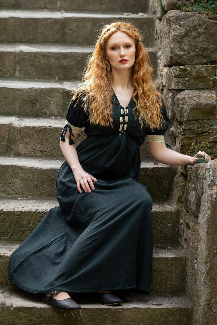 Robe d'été Renaissance Denise, vert-naturel