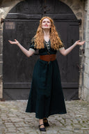 Renesansowa letnia suknia Denise, zielono-naturalna