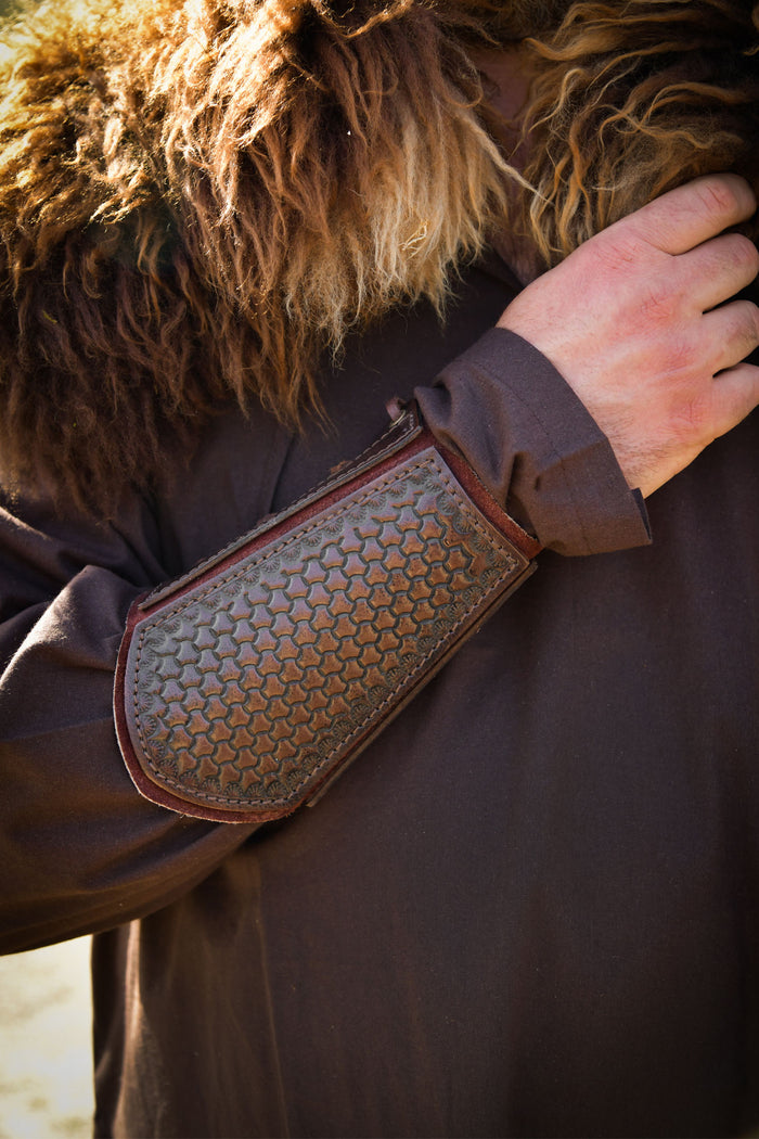 Leather bracers Drogon, forearm guards, brown