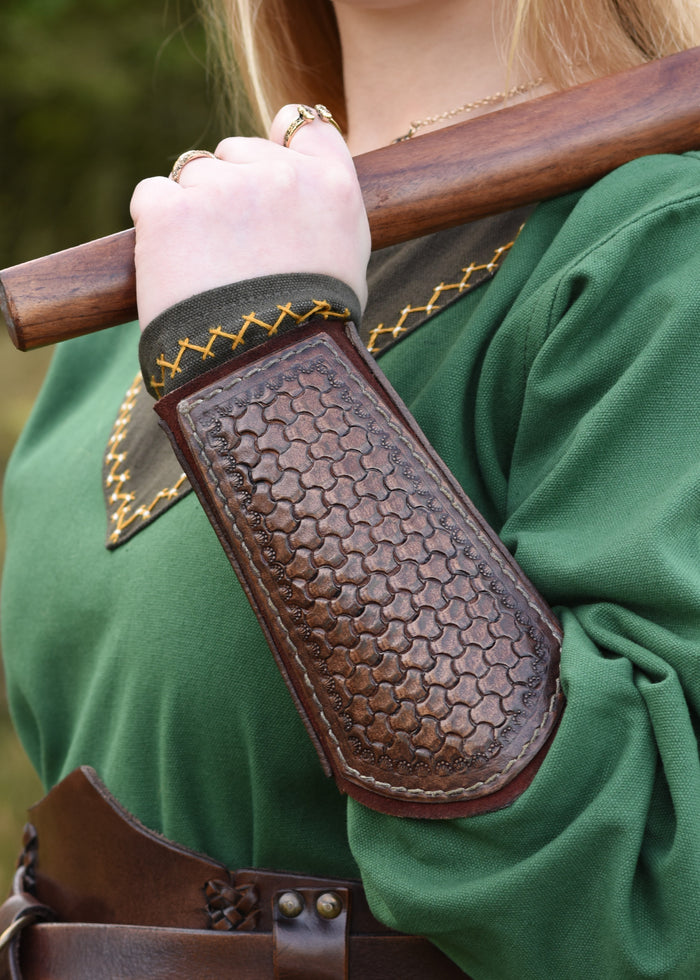 Drogon leren bracers, onderarmbeschermers, bruin