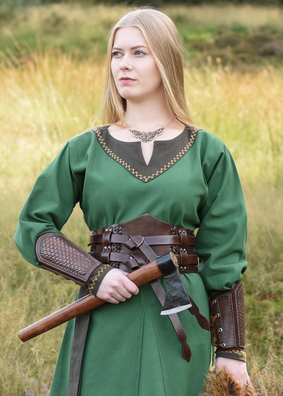 Drogon leren bracers, onderarmbeschermers, bruin