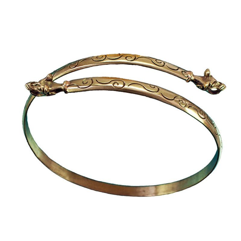 Armband met wolvenkoppen, verstelbaar, brons