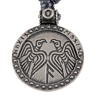 Odin-amulet z krokarji in runami, kositer