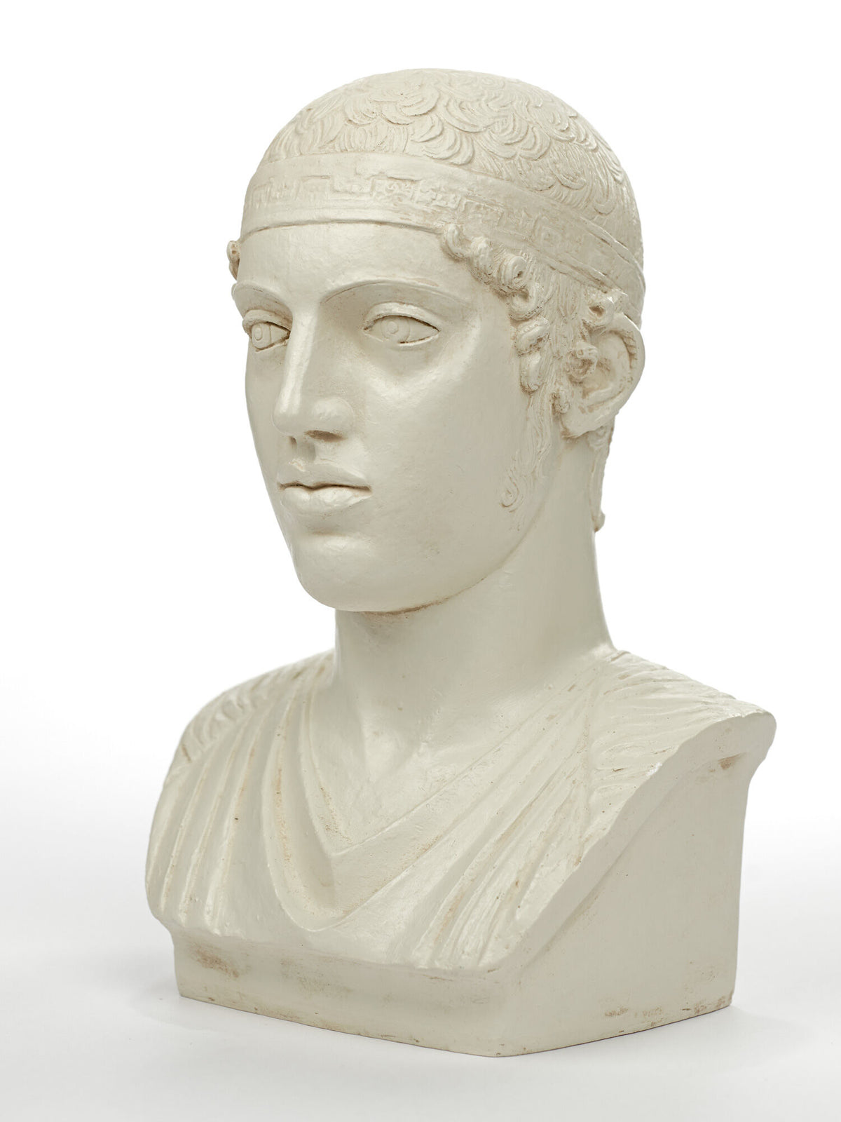 Buste wagenrenner van Delphi, Griekse replica, Alabastergips