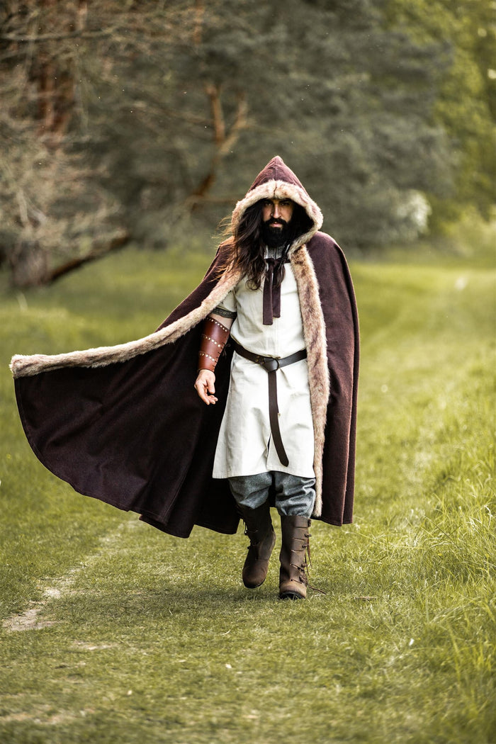 Viking cloak Fjell, brown, wool mix