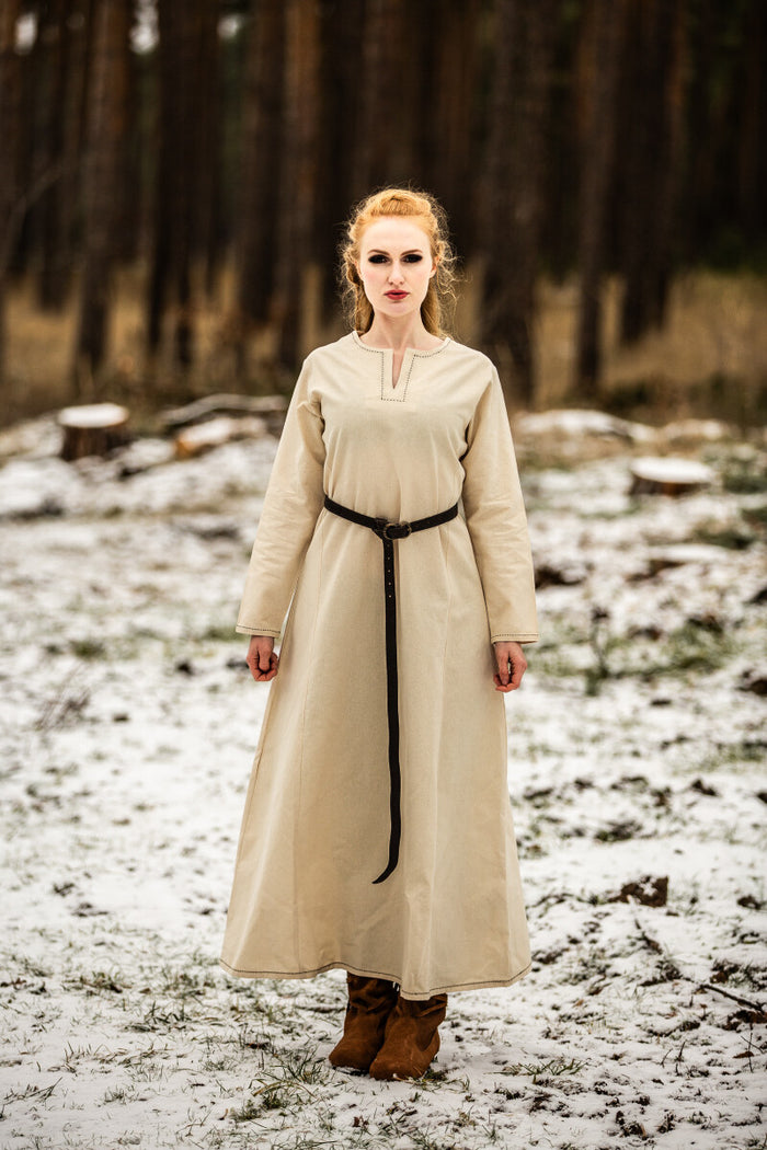 Wikińska sukienka Borghild, kremowy