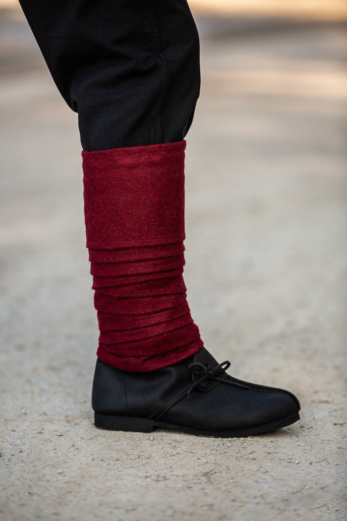 Bandes de jambe Hredulf, rouge, mélange de laine