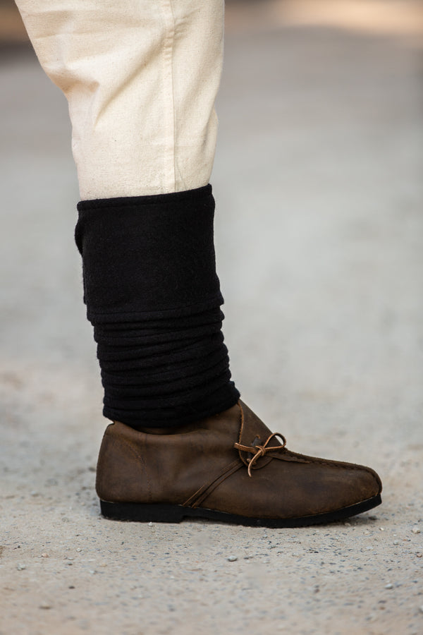 Leg wrappings Hredulf, black, wool mix